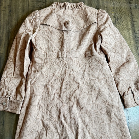 Forever Collectibles Tan Trench Coat with Textured Floral Design - Picture 11 of 15